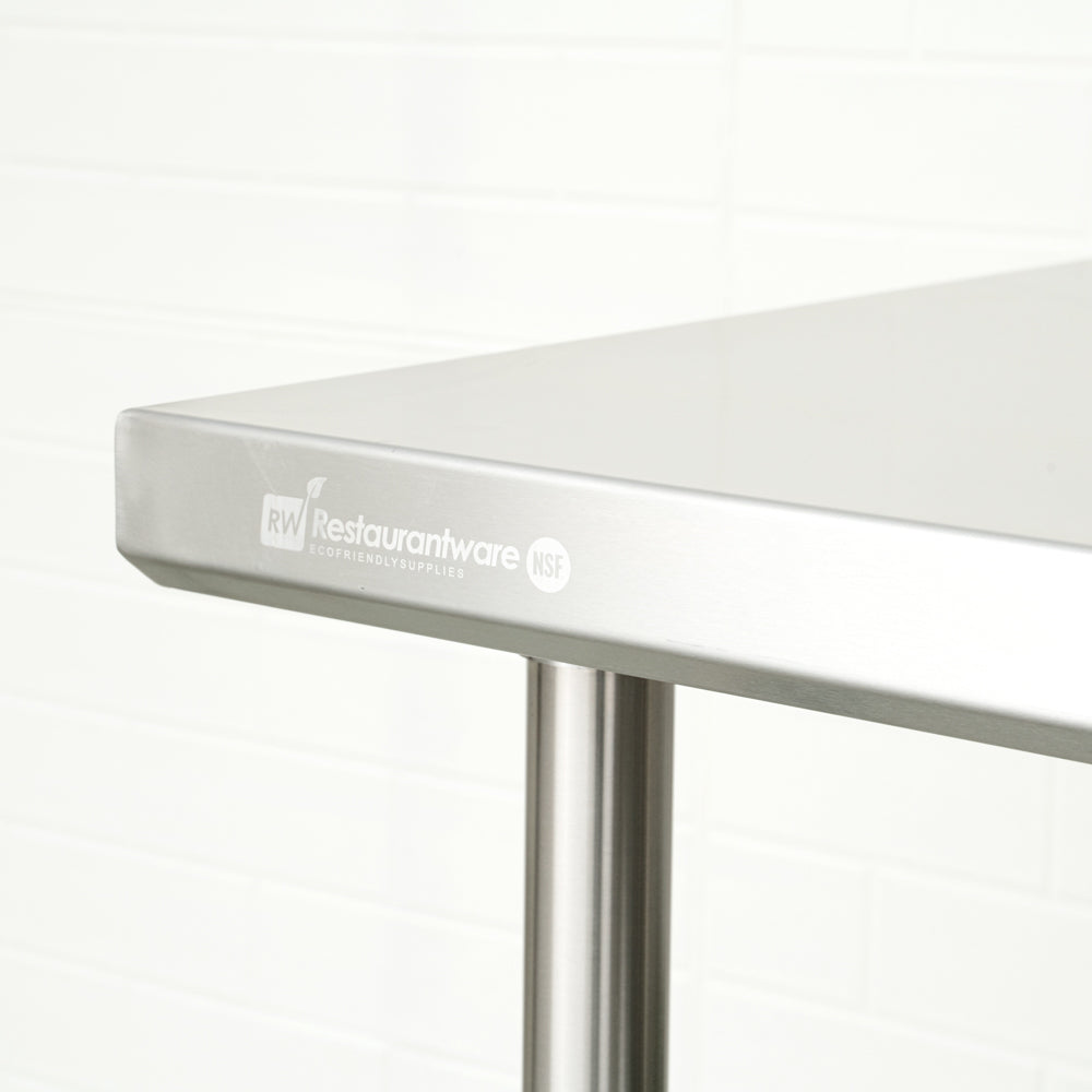 Kitchen Tek 16-Gauge 304 Stainless Steel Commercial Work Table - Medium Duty, 4" Backsplash, Undershelf - 30" x 60" - 1 count box