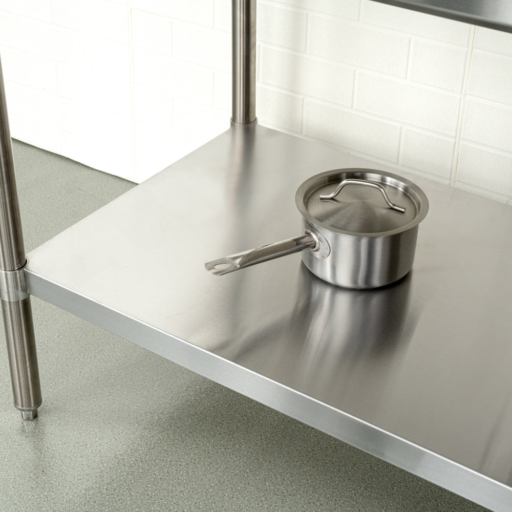 Kitchen Tek 16-Gauge 304 Stainless Steel Commercial Work Table - Medium Duty, 4" Backsplash, Undershelf - 30" x 72" - 1 count box