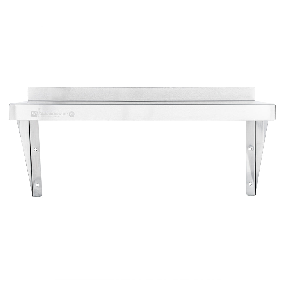 Kitchen Tek 18-Gauge 430 Stainless Steel Solid Wall Shelf - Heavy Duty - 12" x 24" - 1 count box