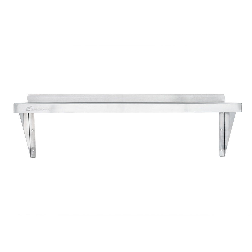 Kitchen Tek 18-Gauge 430 Stainless Steel Solid Wall Shelf - Heavy Duty - 12" x 36" - 1 count box