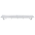 Kitchen Tek 430 Stainless Steel Wall Mounted Pot Rack - with Shelf, 5 Galvanized Hooks - 12" x 60" - 1 count box