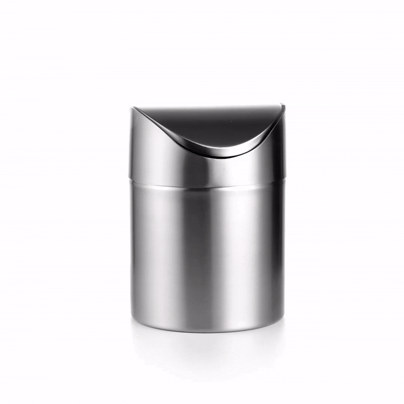 RW Clean Stainless Steel Mini Trash Can - Countertop - 4 3/4" x 4 3/4" x 7" - 1 count box