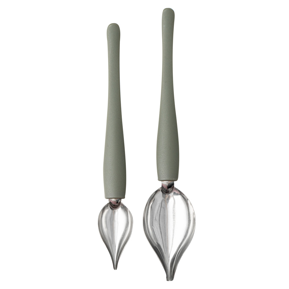 Comfy Grip Stainless Steel Drawing / Decorating 2-Piece Spoon Set - 7 3/4" x 1 1/2" x 1 1/2" - 1 count box