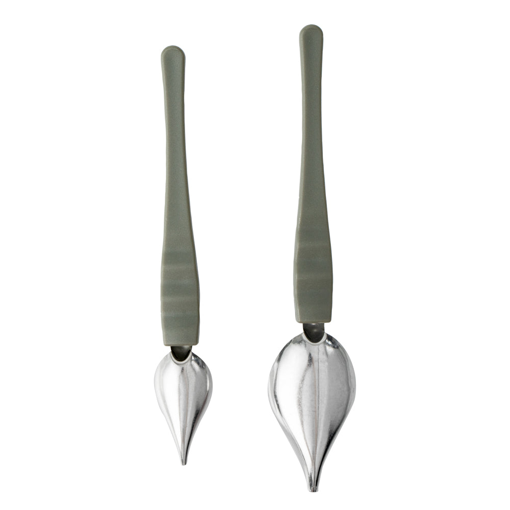 Comfy Grip Stainless Steel Drawing / Decorating 2-Piece Spoon Set - 7 3/4" x 1 1/2" x 1 1/2" - 1 count box