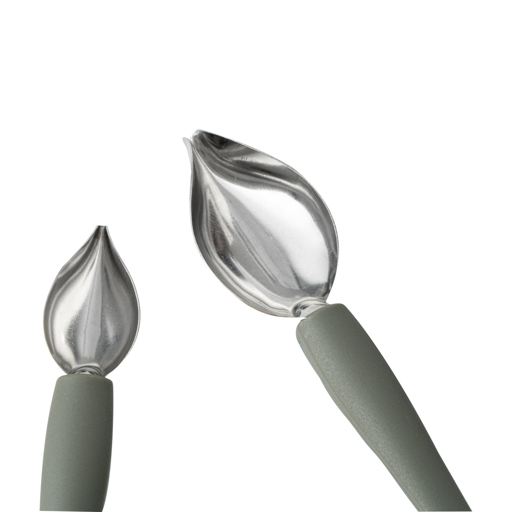 Comfy Grip Stainless Steel Drawing / Decorating 2-Piece Spoon Set - 7 3/4" x 1 1/2" x 1 1/2" - 1 count box