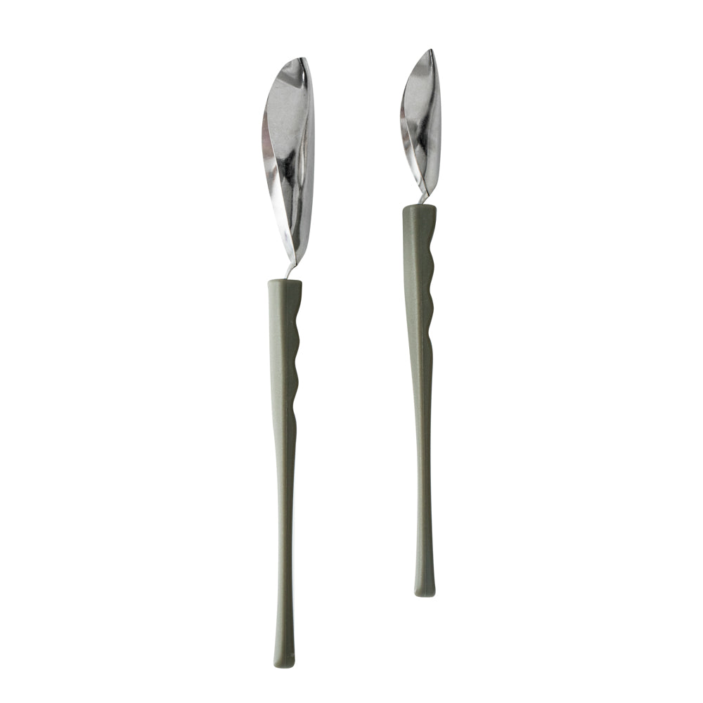 Comfy Grip Stainless Steel Drawing / Decorating 2-Piece Spoon Set - 7 3/4" x 1 1/2" x 1 1/2" - 1 count box