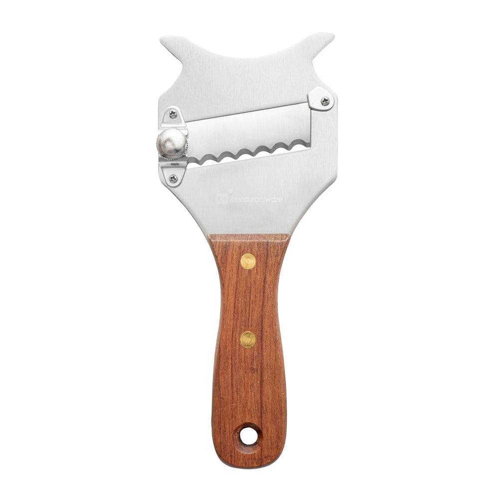 Met Lux Stainless Steel Truffle Slicer / Chocolate Shaver - with Wooden Handle - 7 1/2" x 3 1/4" - 1 count box