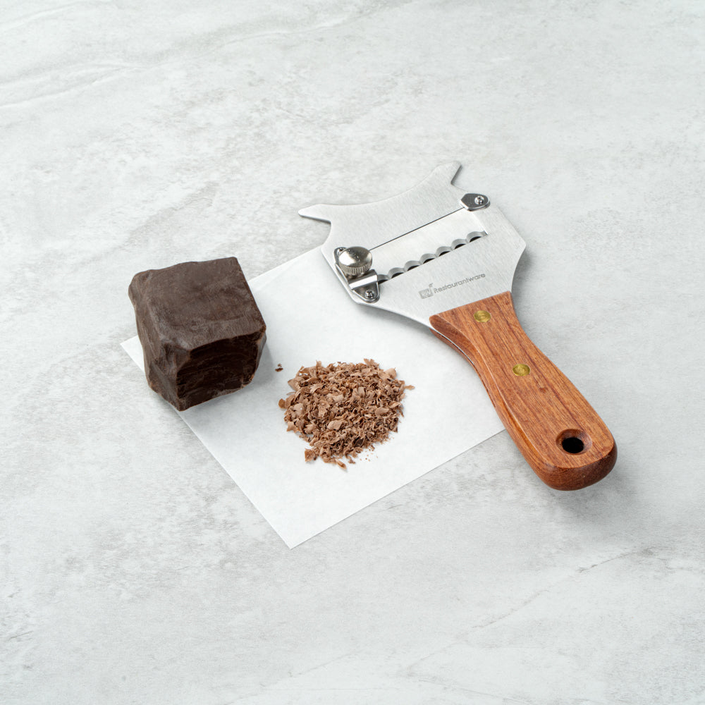 Met Lux Stainless Steel Truffle Slicer / Chocolate Shaver - with Wooden Handle - 7 1/2" x 3 1/4" - 1 count box