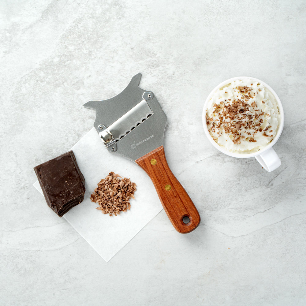 Met Lux Stainless Steel Truffle Slicer / Chocolate Shaver - with Wooden Handle - 7 1/2" x 3 1/4" - 1 count box