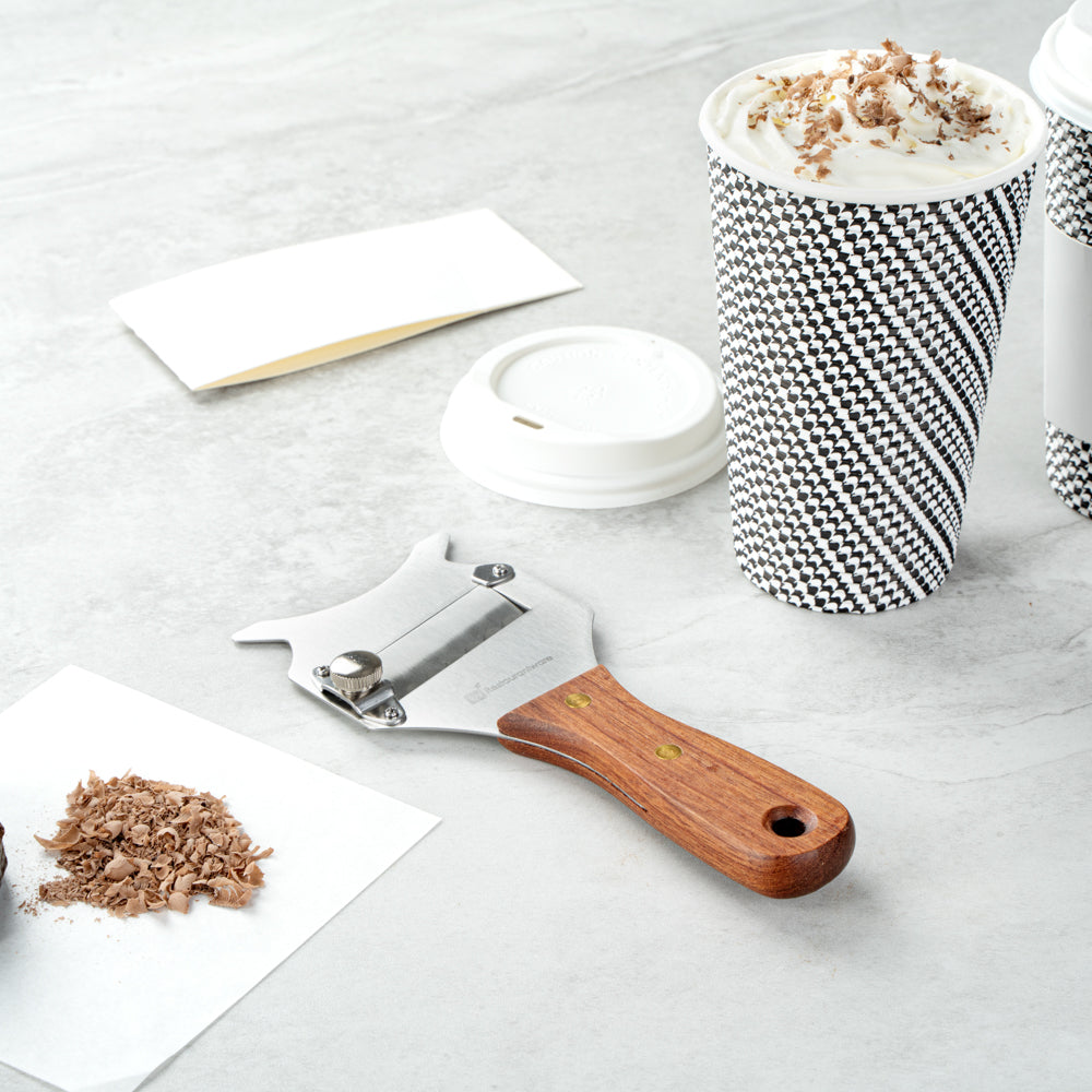Met Lux Stainless Steel Truffle Slicer / Chocolate Shaver - with Wooden Handle - 7 1/2" x 3 1/4" - 1 count box
