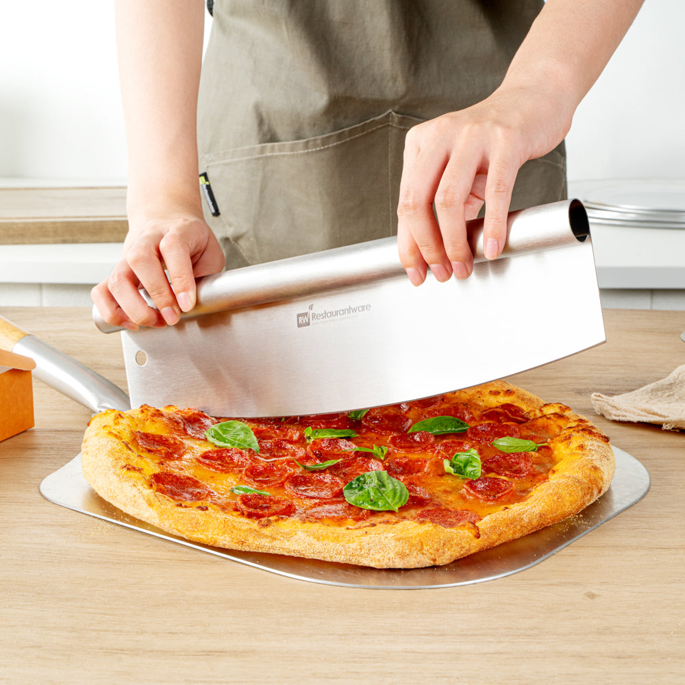 Met Lux Stainless Steel Pizza Cutter / Rocker - with Cover - 13 3/4" x 3 1/2" - 1 count box