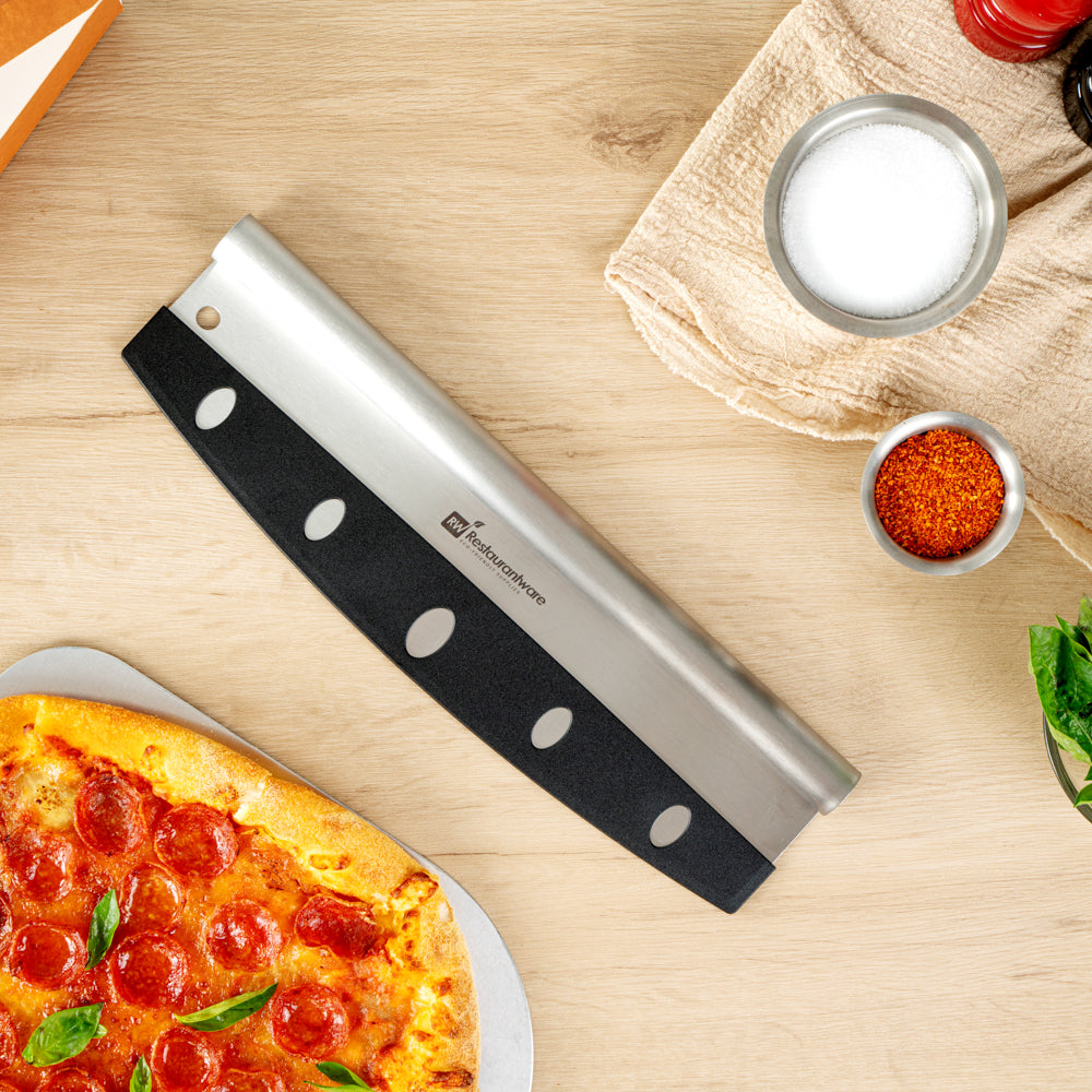 Met Lux Stainless Steel Pizza Cutter / Rocker - with Cover - 13 3/4" x 3 1/2" - 1 count box