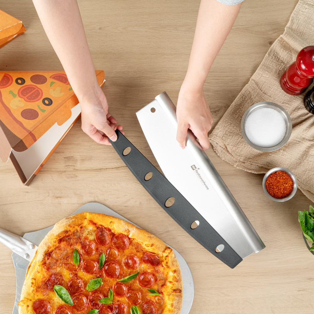 Met Lux Stainless Steel Pizza Cutter / Rocker - with Cover - 13 3/4" x 3 1/2" - 1 count box