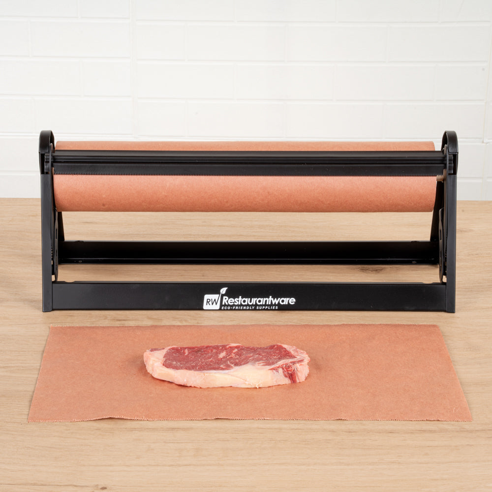 Chef 101 Black Steel Paper Cutter / Dispenser - with Serrated Blade, Fits 18" Roll - 1 count box