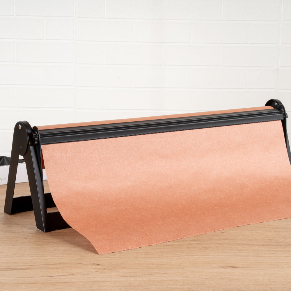 Chef 101 Black Steel Paper Cutter / Dispenser - with Serrated Blade, Fits 24" Roll - 1 count box