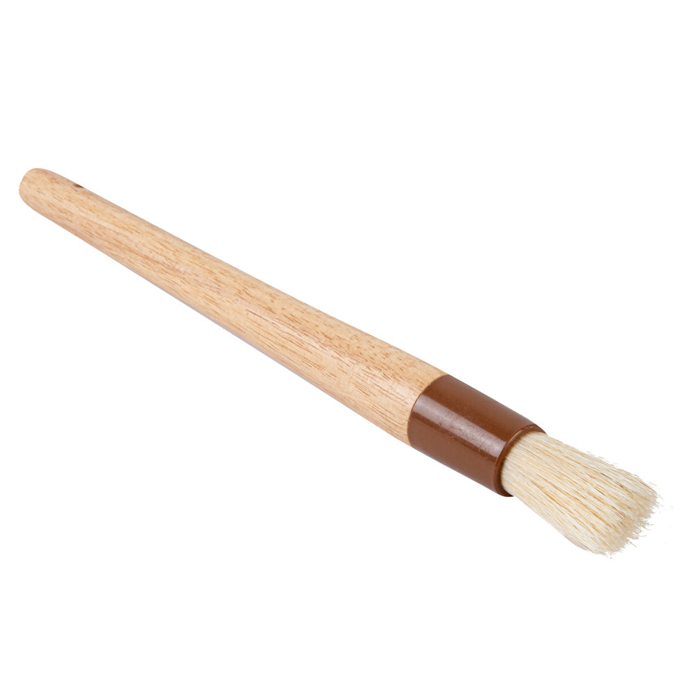 Pastry Tek Natural Wood 1" Wide Round Pastry / Basting Brush - with Boar Bristles - 12" - 1 count box
