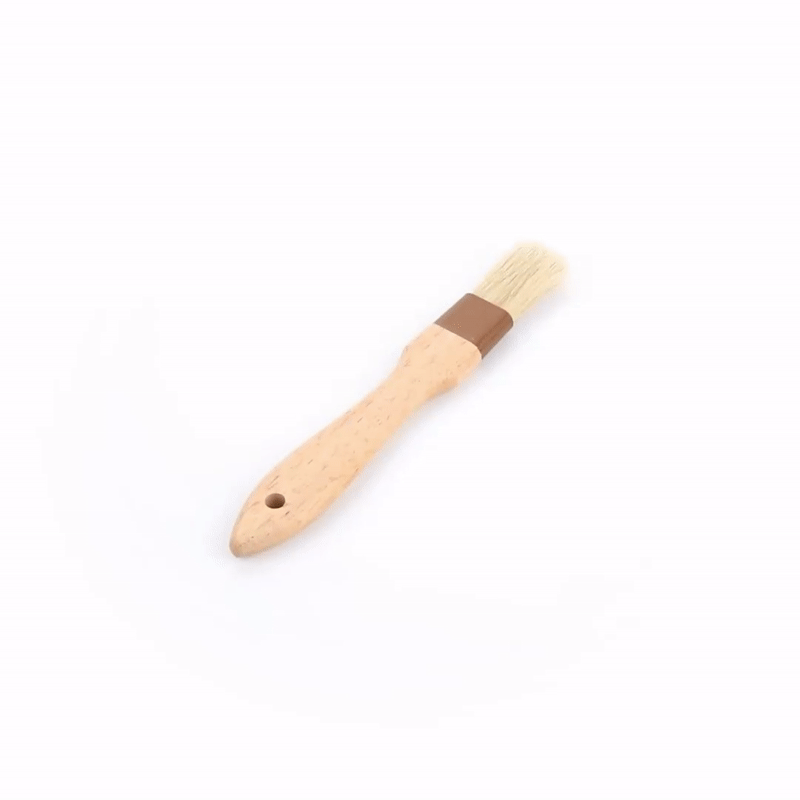 Pastry Tek Natural Wood 1" Wide Pastry / Basting Brush - with Boar Bristles - 8 1/2" - 1 count box