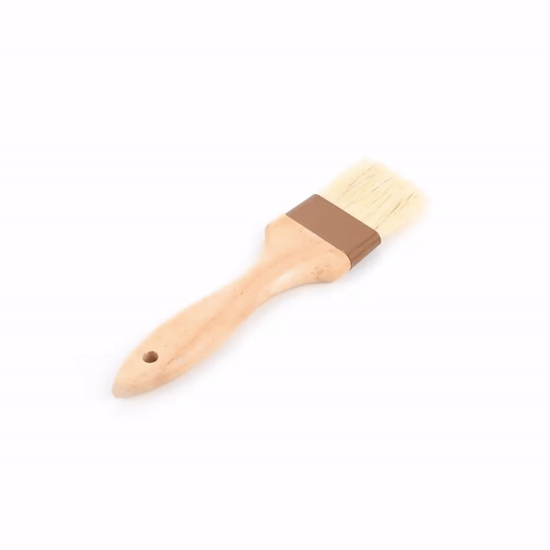 Pastry Tek Natural Wood 2" Wide Pastry / Basting Brush - with Boar Bristles - 8 3/4" - 1 count box