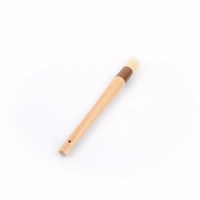 Pastry Tek Natural Wood Pastry / Basting Brush 4-Piece Set - with Boar Bristles - 1 count box