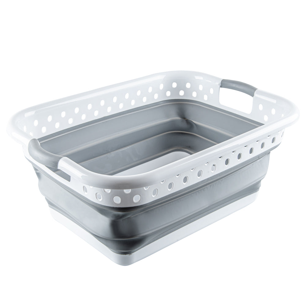 Chef 101 Gray Plastic Collapsible Storage Container - 24" x 17 1/4" x 9 3/4" - 1 count box