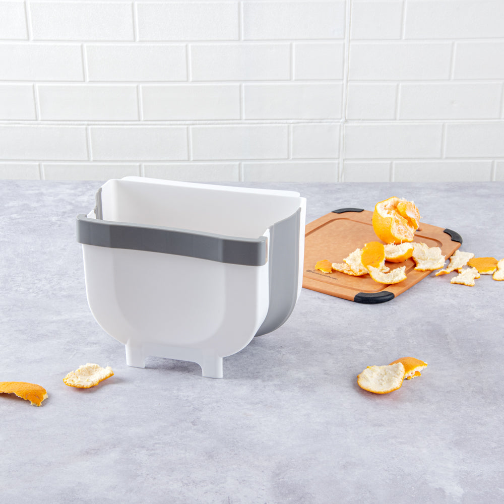 Chef 101 Gray Collapsible Mini Trash Can - 10" x 7 1/4" x 7 1/4" - 1 count box