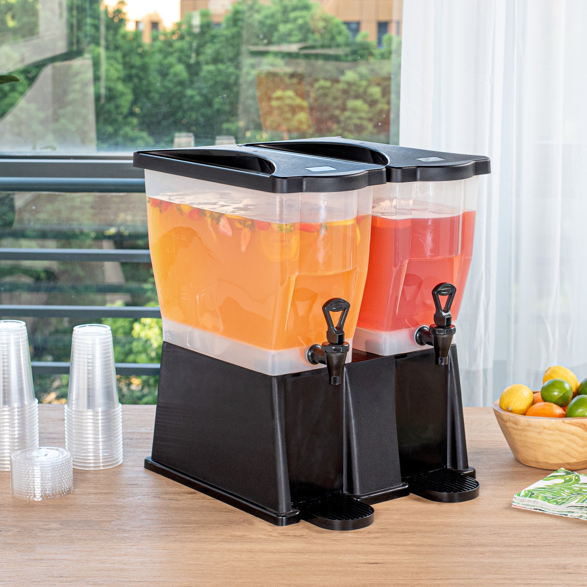 Bev Tek 6 gal Black Double Beverage Dispenser - 16" x 16" x 21" - 1 count box
