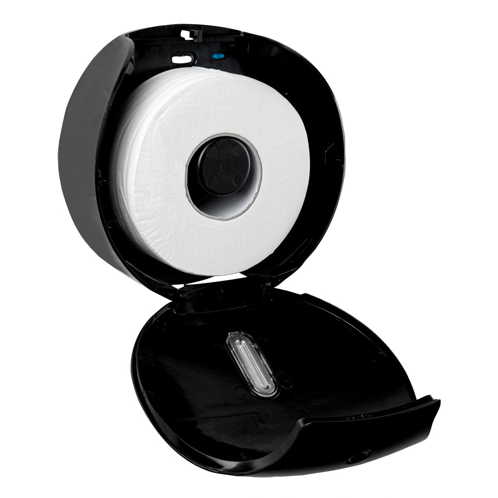 Clean Tek Professional Black Plastic Toilet Paper Dispenser - 11 1/2" x 5 1/4" x 11 3/4" - 1 count box
