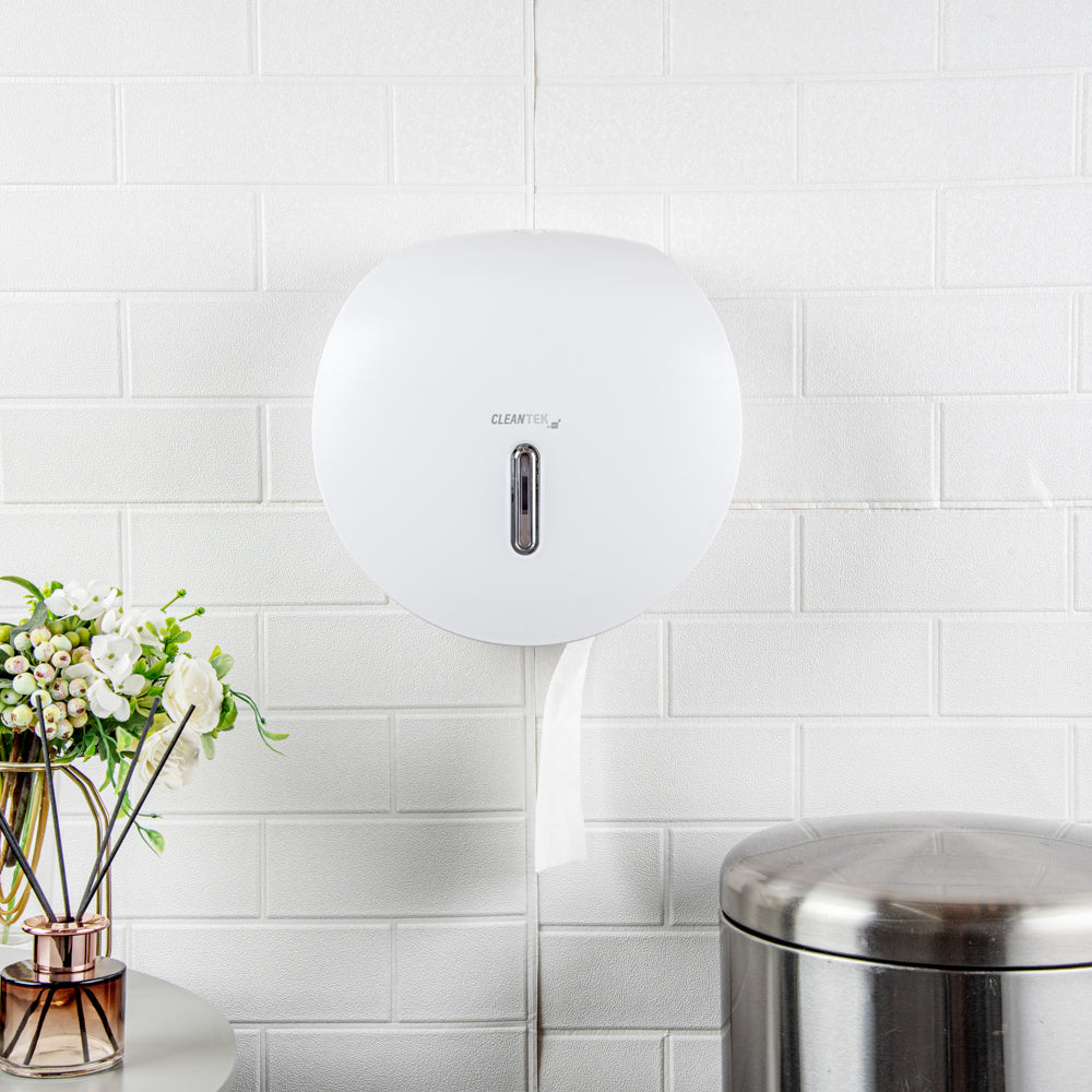 Clean Tek Professional White Plastic Toilet Paper Dispenser - 11 1/2" x 5 1/4" x 11 3/4" - 1 count box