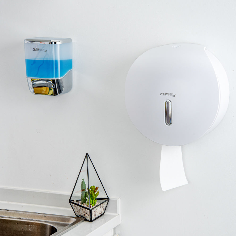 Clean Tek Professional White Plastic Toilet Paper Dispenser - 11 1/2" x 5 1/4" x 11 3/4" - 1 count box