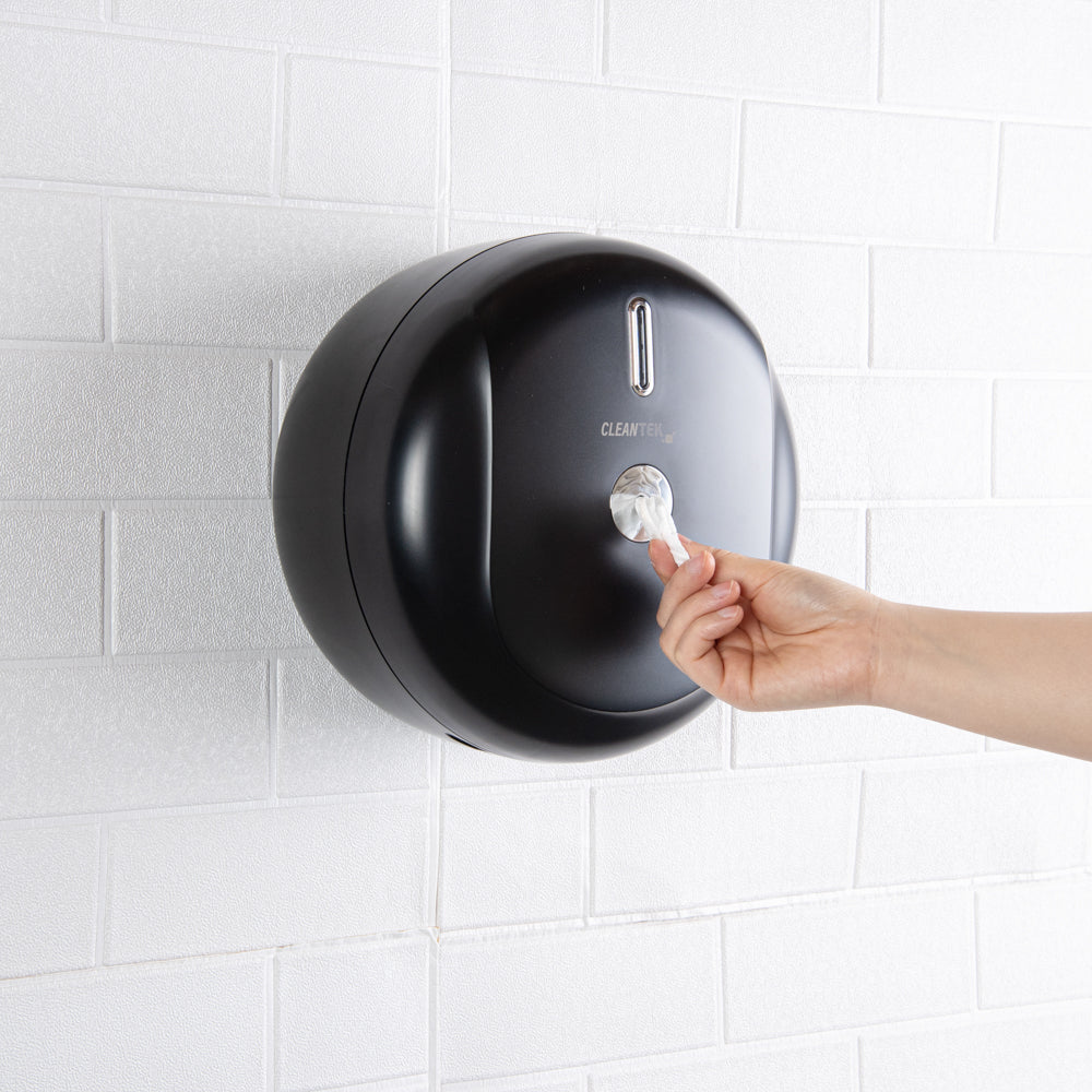 Clean Tek Professional Black Plastic 7 3/4" Center Pull Paper Towel Dispenser - 10 3/4" x 6 1/4" x 10 3/4" - 1 count box