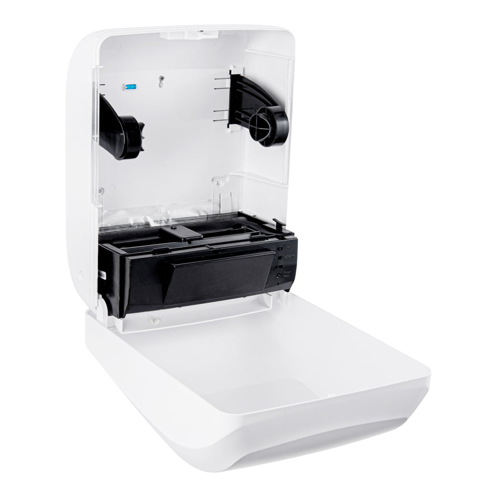 Clean Tek Professional White Plastic 8" Hands-Free Autocut Paper Towel Roll Dispenser - 12" x 8 3/4" x 15 1/2" - 1 count box