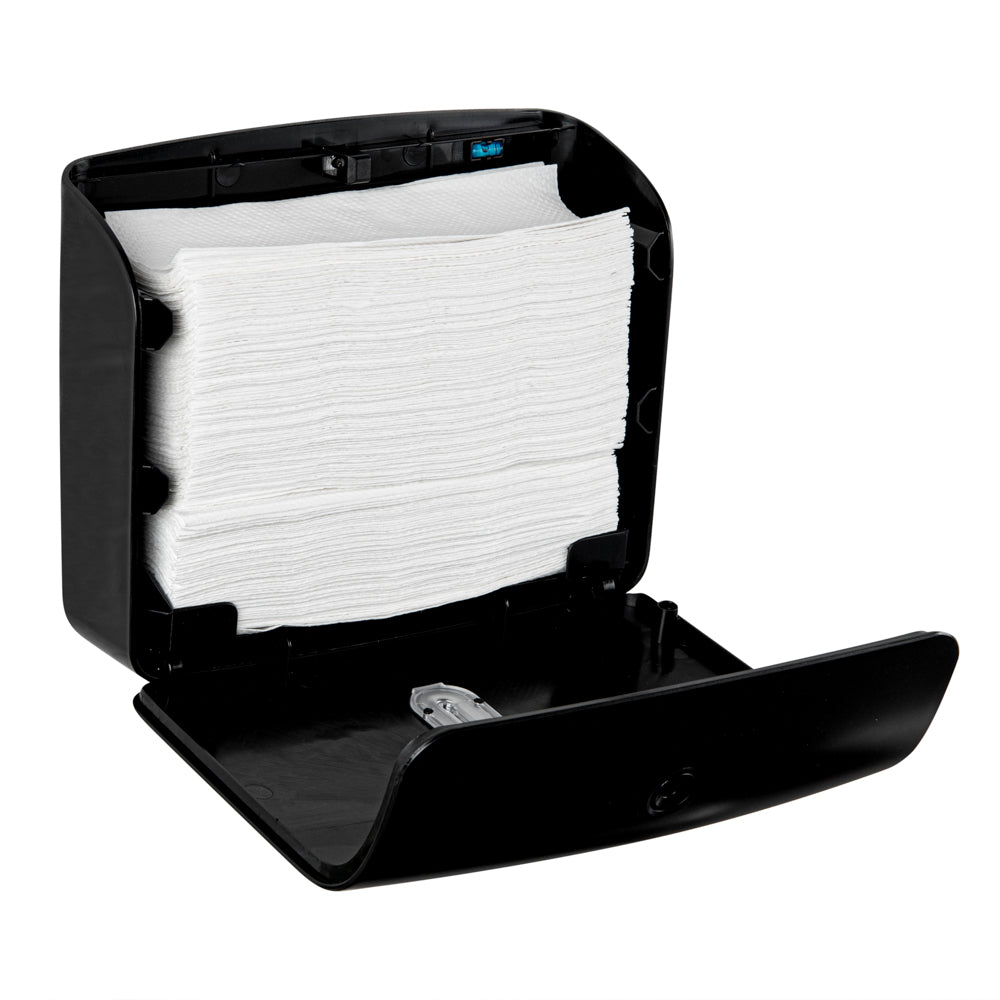 Clean Tek Professional Black Plastic M-Fold Paper Towel Dispenser - 10 3/4" x 3 1/2" x 8 3/4" - 1 count box