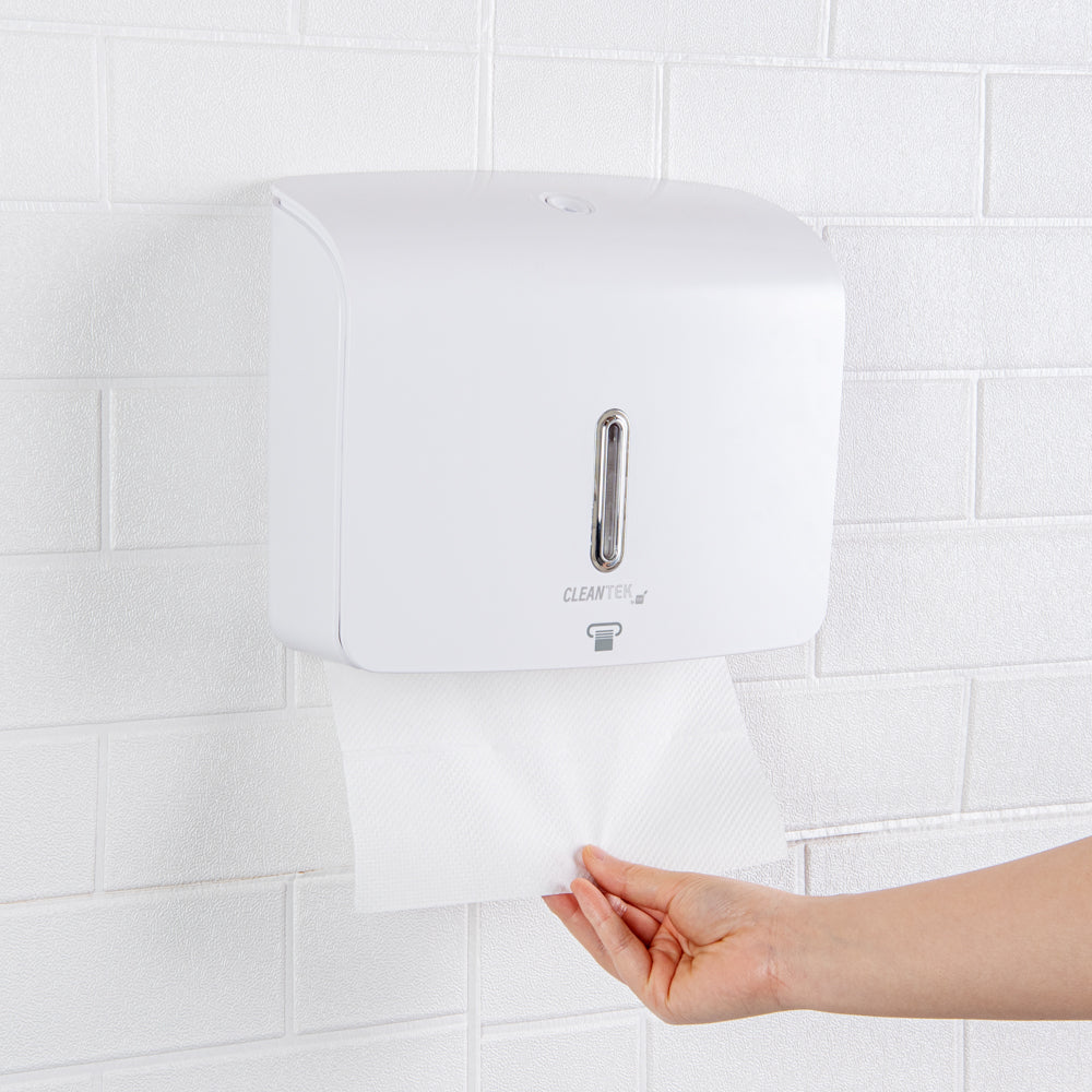 Clean Tek Professional White Plastic M-Fold Paper Towel Dispenser - 10 3/4" x 3 1/2" x 8 3/4" - 1 count box