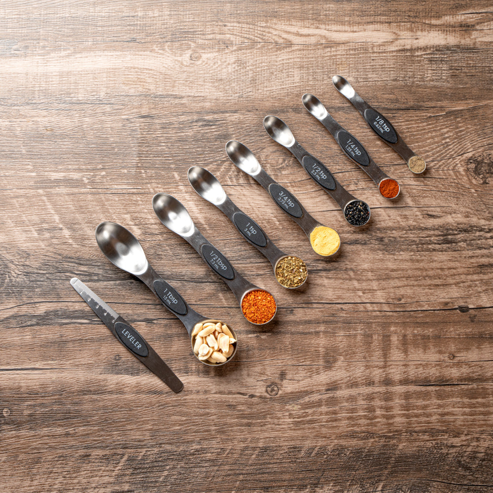 Met Lux Black Stainless Steel Measuring Spoon Set - 8-Piece, Magnetic - 1 count box