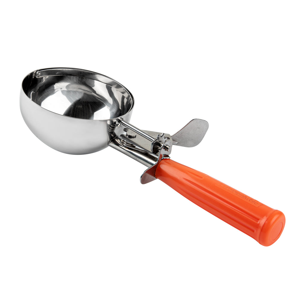 Met Lux 8 oz Stainless Steel #4 Portion Scoop - with Orange Handle - 1 count box