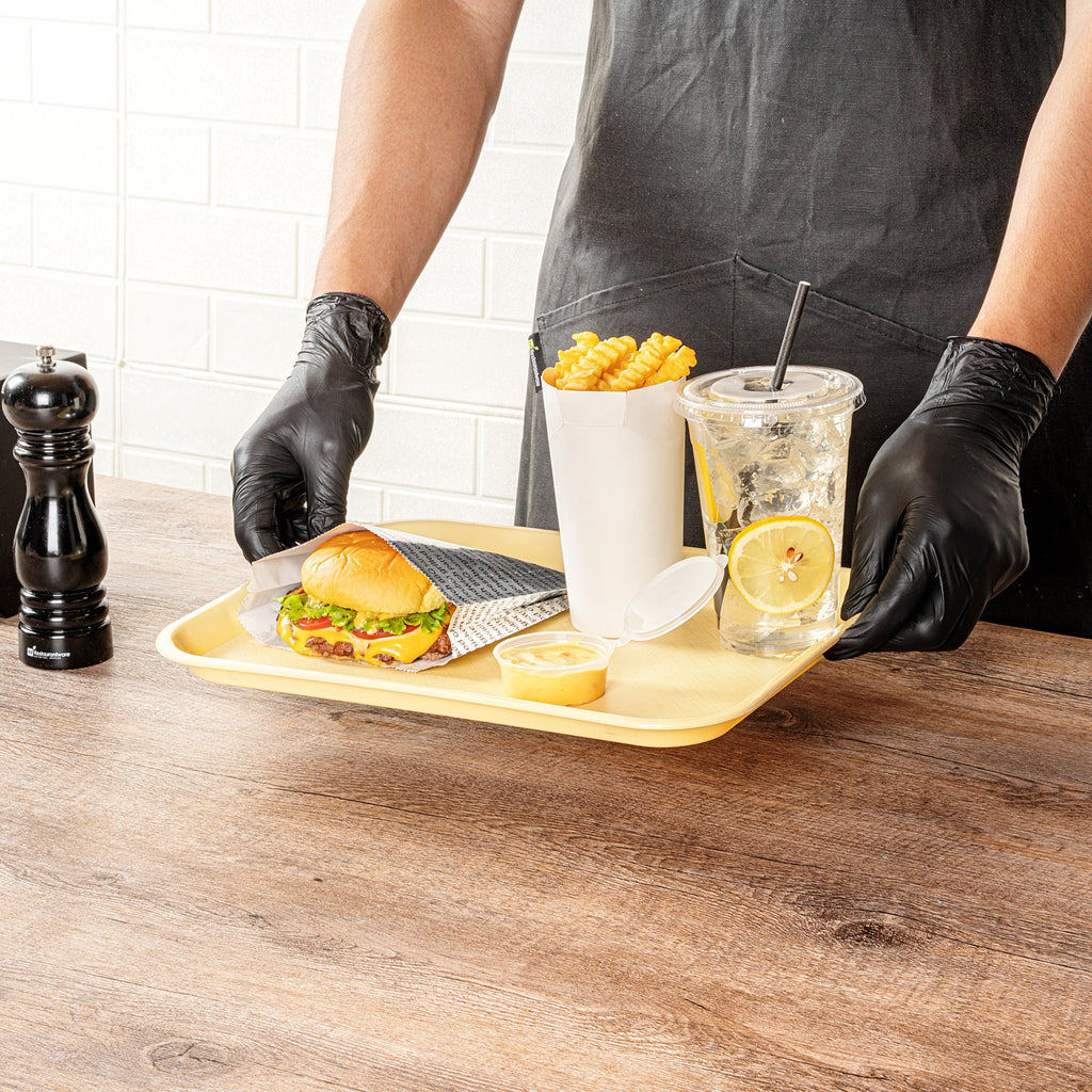 Chef 101 Rectangle Beige Plastic Fast Food Tray - 10" x 14" - 50 count box
