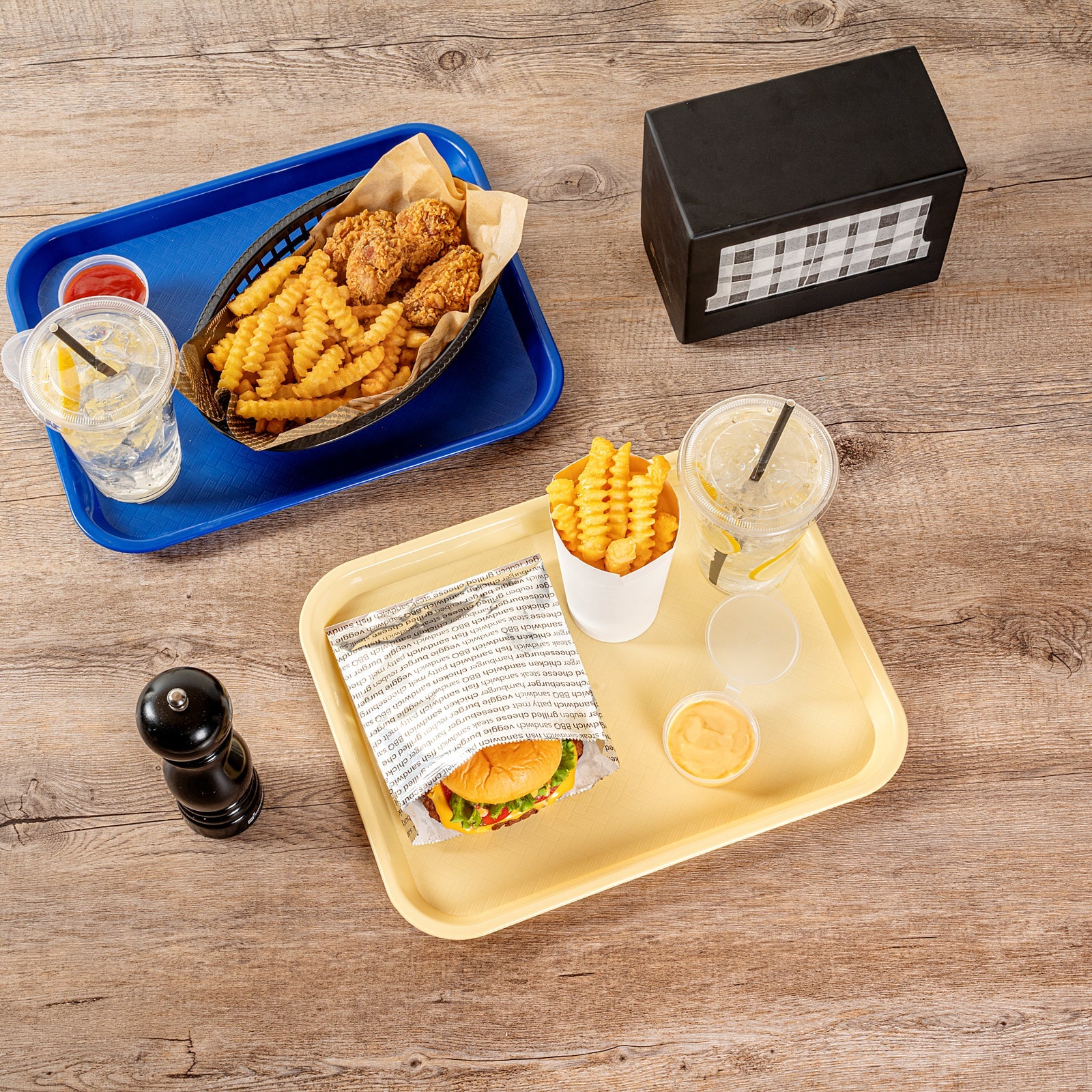 Chef 101 Rectangle Beige Plastic Fast Food Tray - 10" x 14" - 50 count box