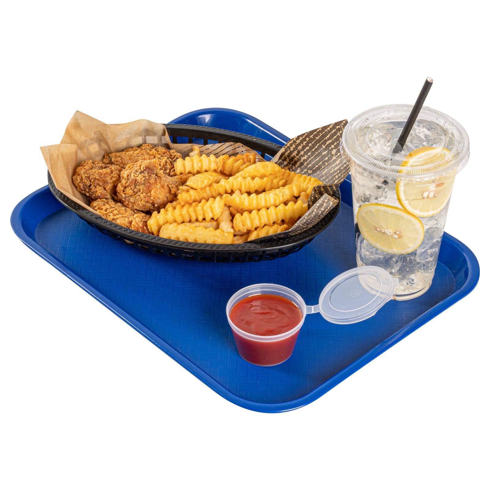 Chef 101 Rectangle Blue Plastic Fast Food Tray - 10" x 14" - 1 count box