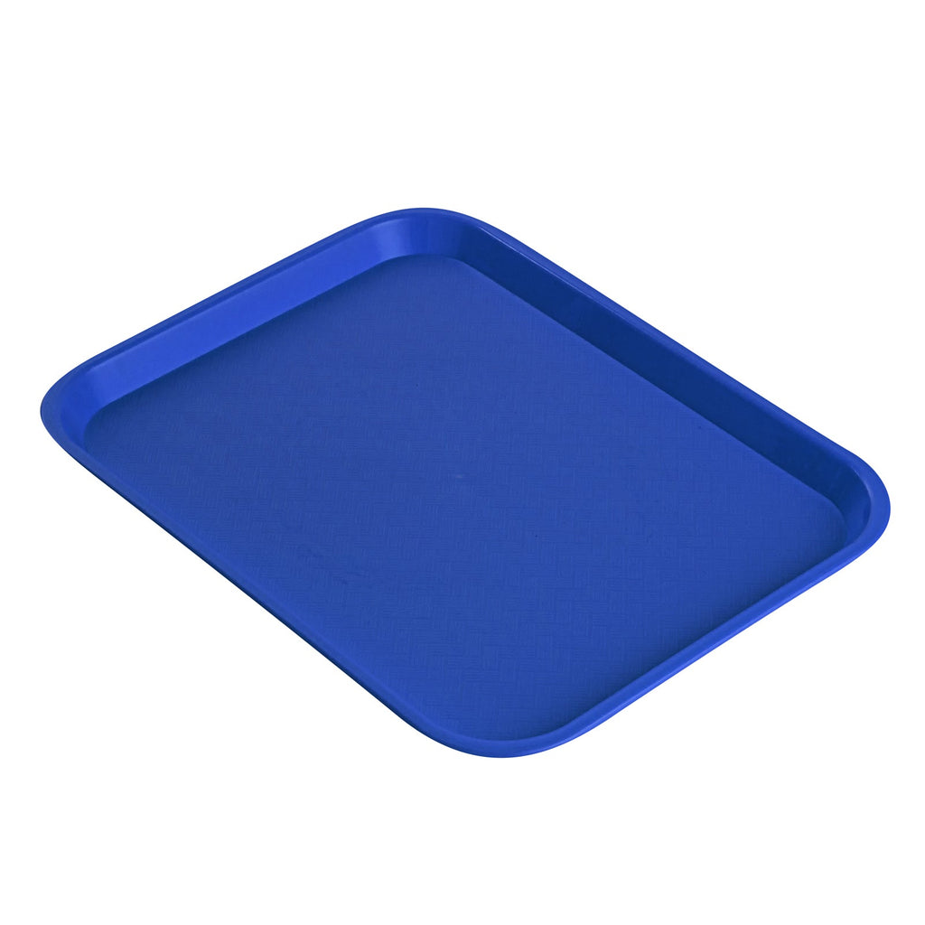 Chef 101 Rectangle Blue Plastic Fast Food Tray - 10" x 14" - 10 count box