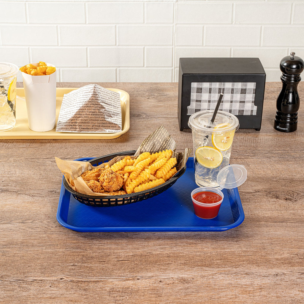 Chef 101 Rectangle Blue Plastic Fast Food Tray - 10" x 14" - 10 count box