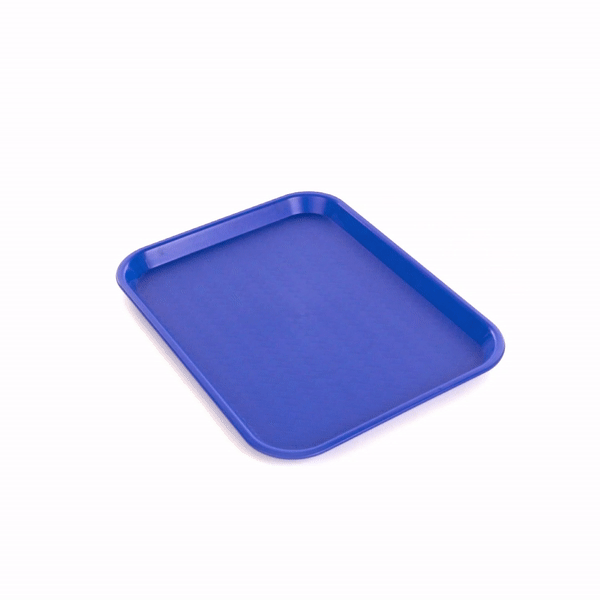 Chef 101 Rectangle Blue Plastic Fast Food Tray - 10" x 14" - 10 count box