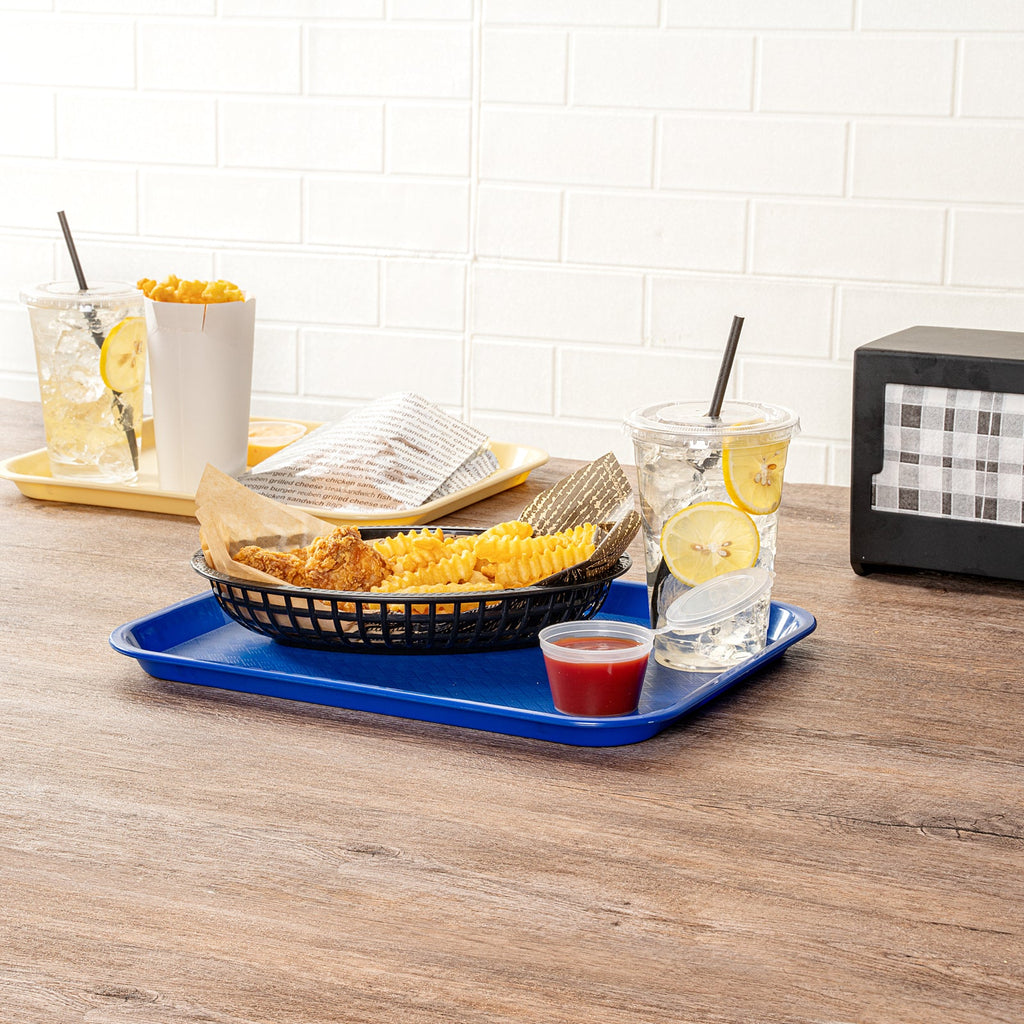 Chef 101 Rectangle Blue Plastic Fast Food Tray - 10" x 14" - 10 count box