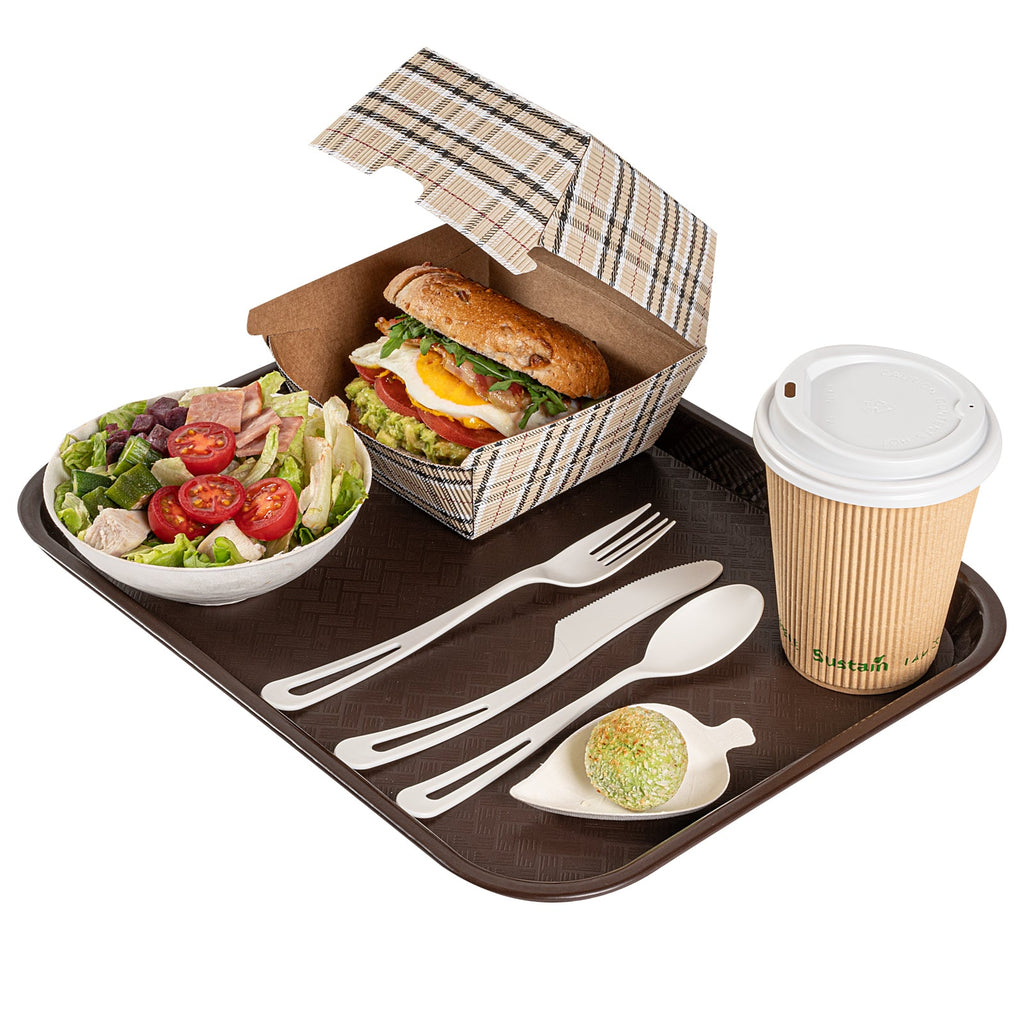 Chef 101 Rectangle Brown Plastic Fast Food Tray - 10" x 14" - 1 count box