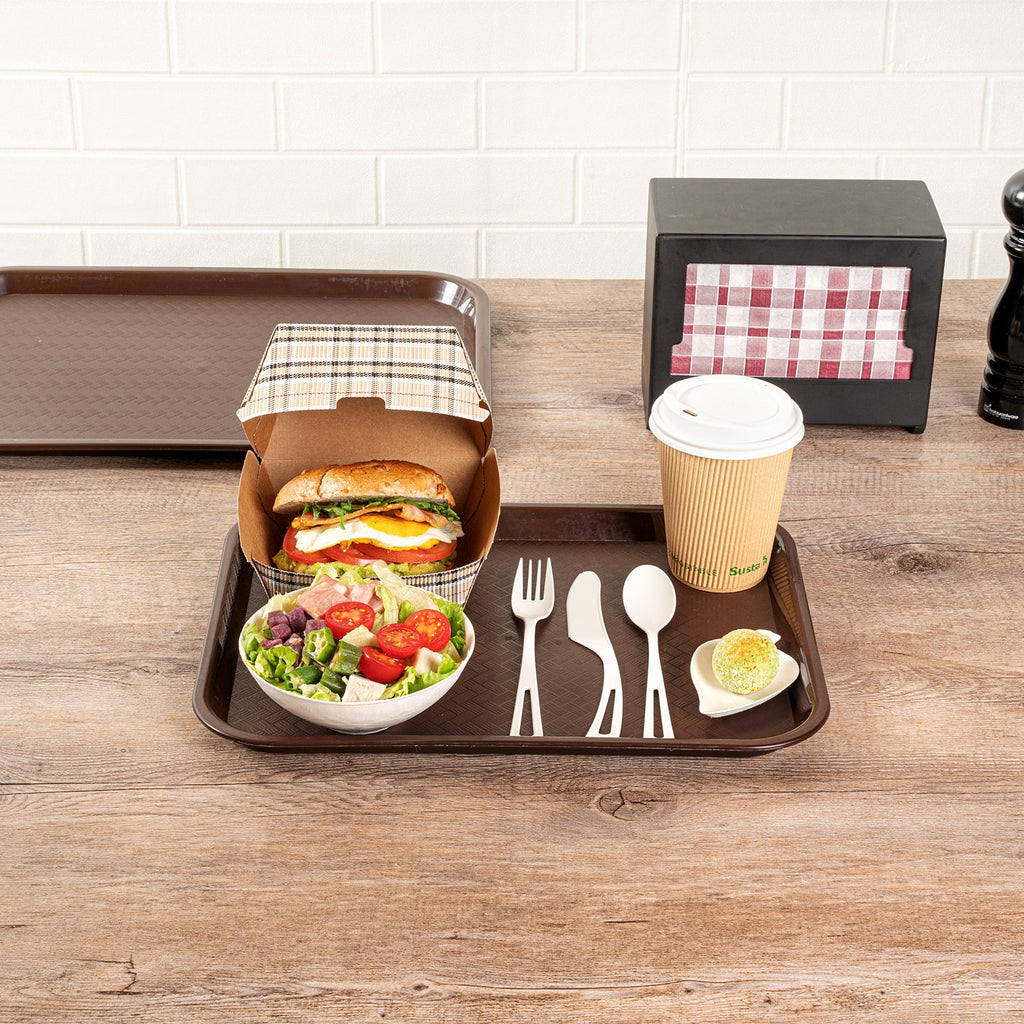 Chef 101 Rectangle Brown Plastic Fast Food Tray - 10" x 14" - 1 count box