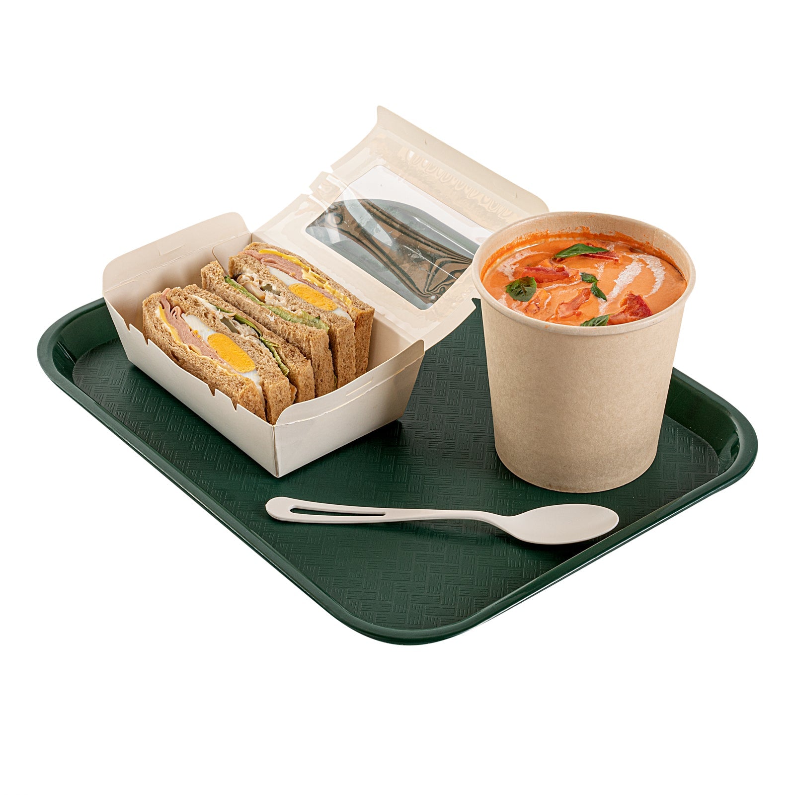 Chef 101 Rectangle Forest Green Plastic Fast Food Tray - 10" x 14" - 1 count box