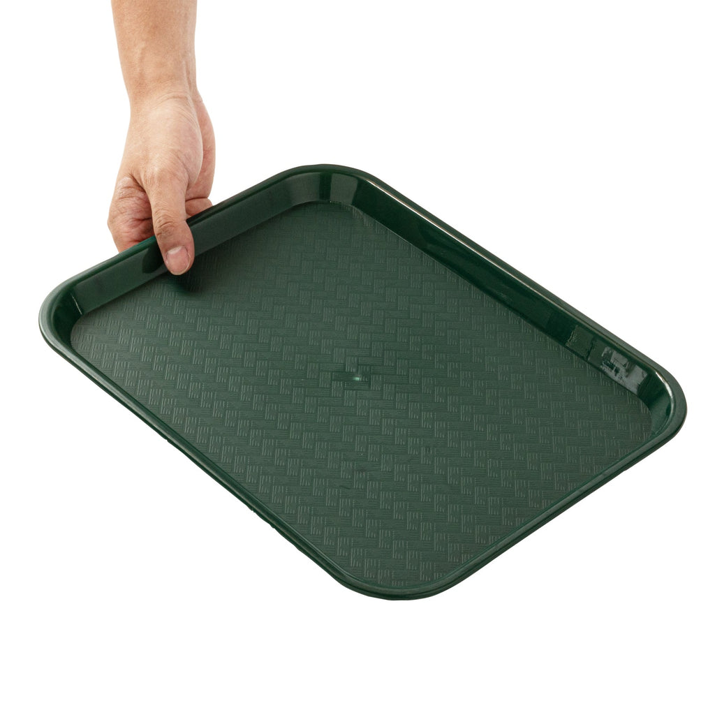 Chef 101 Rectangle Forest Green Plastic Fast Food Tray - 10" x 14" - 1 count box