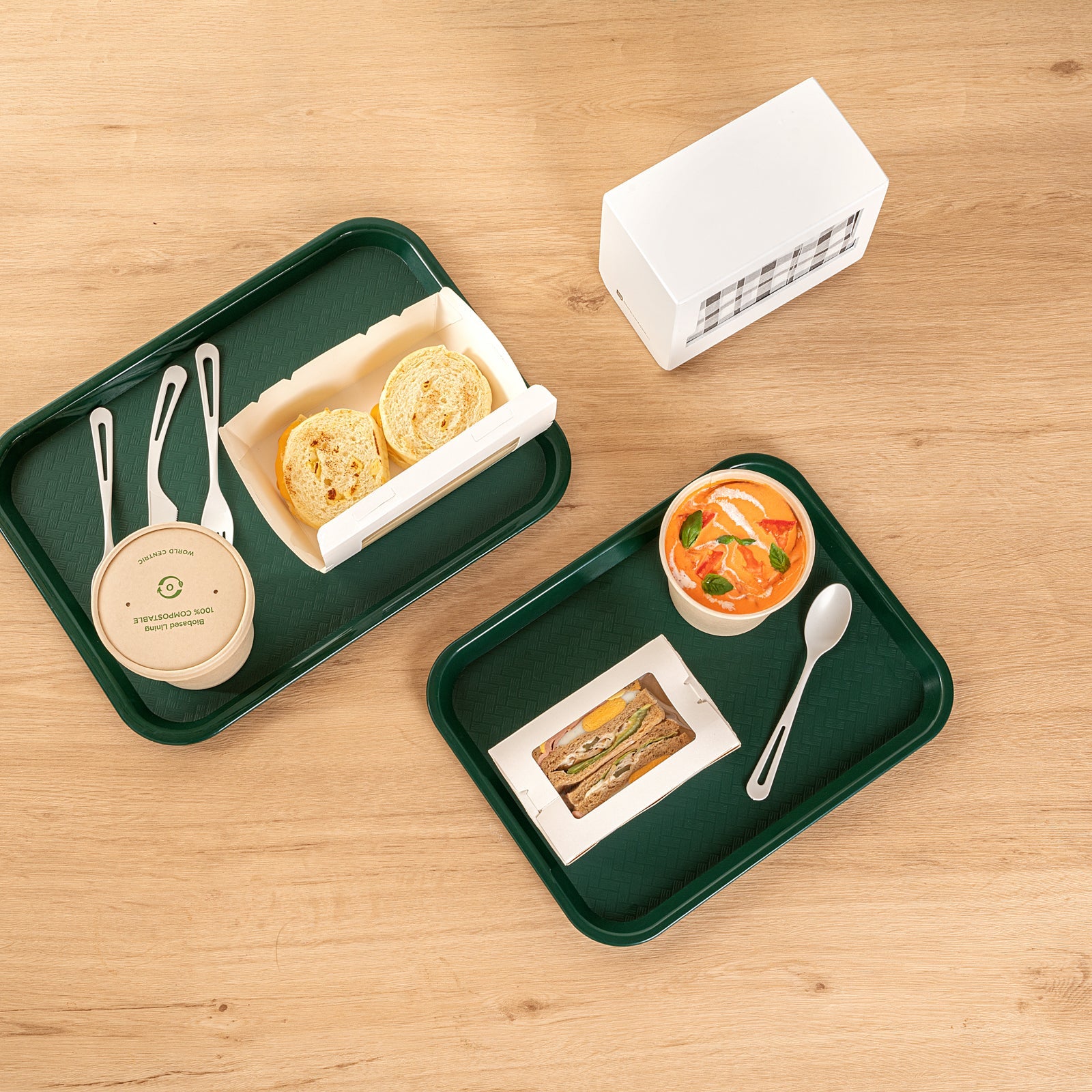 Chef 101 Rectangle Forest Green Plastic Fast Food Tray - 10" x 14" - 1 count box