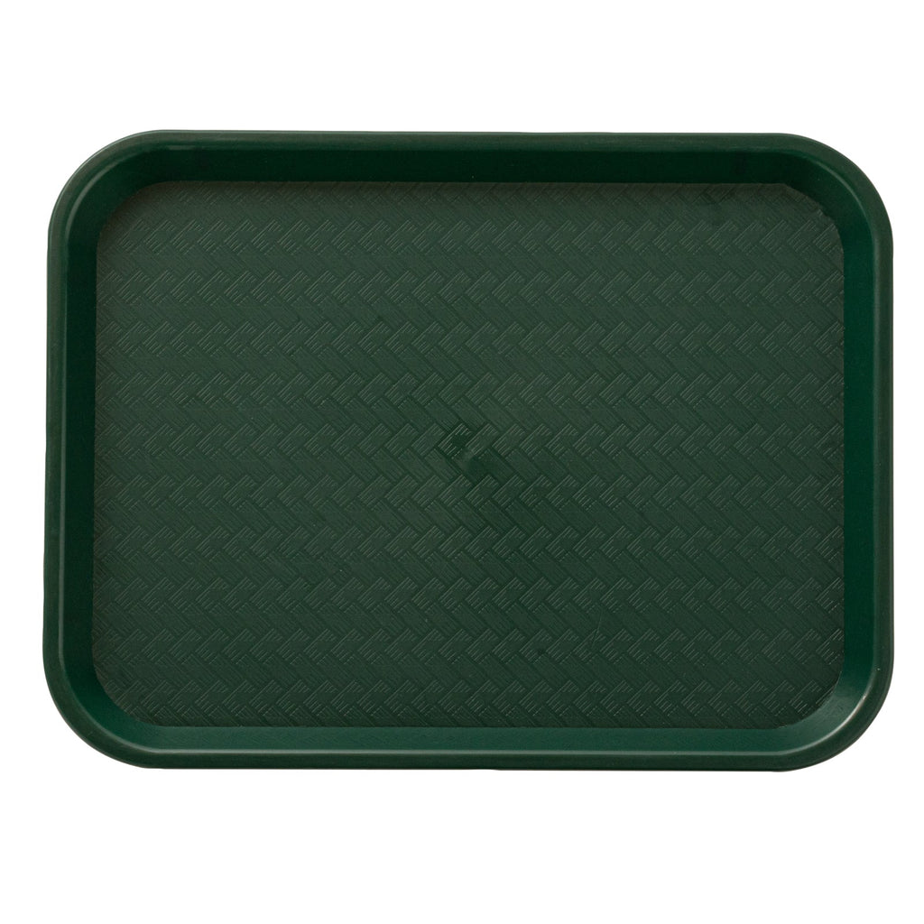 Chef 101 Rectangle Forest Green Plastic Fast Food Tray - 10" x 14" - 50 count box