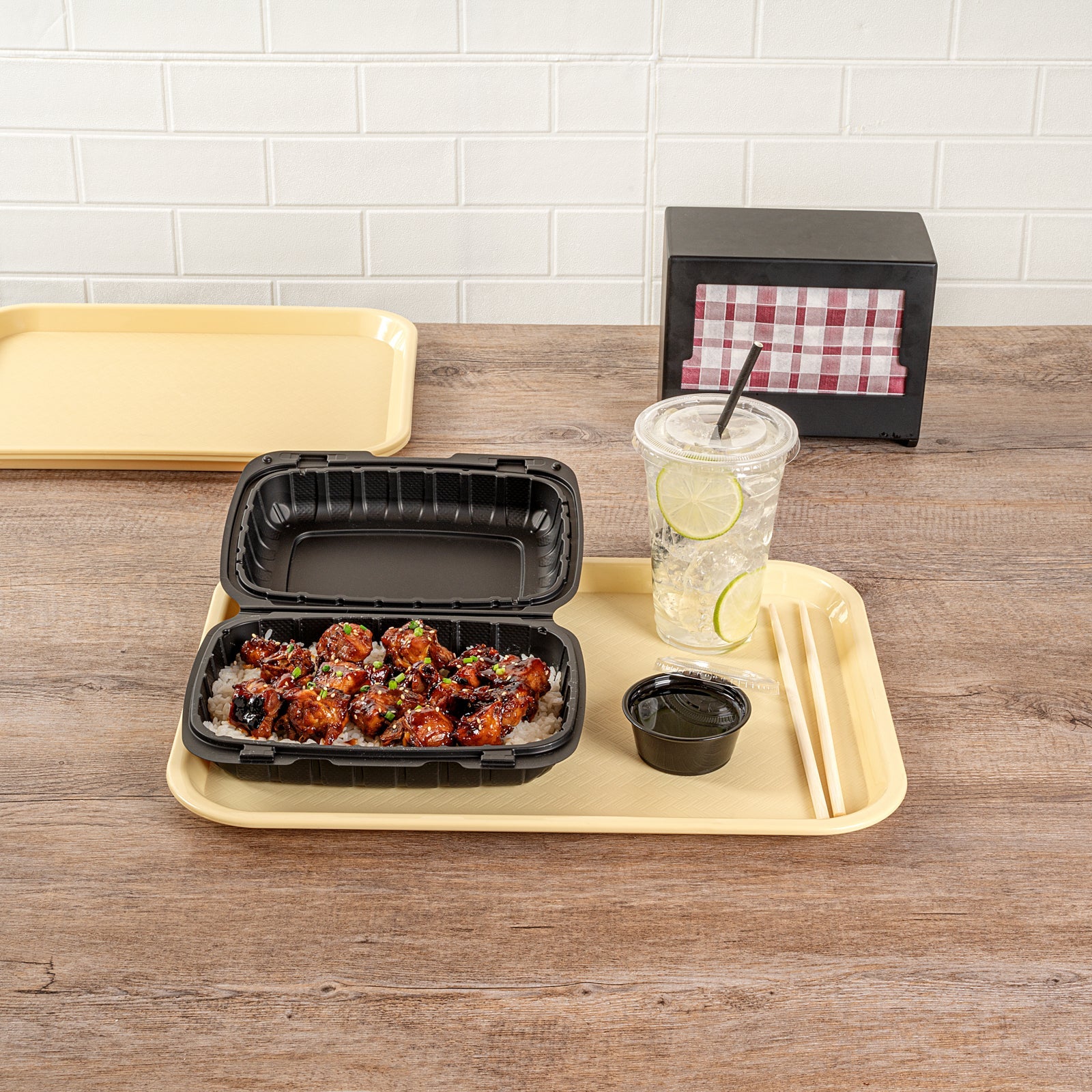 Chef 101 Rectangle Beige Plastic Fast Food Tray - 12" x 16" - 1 count box