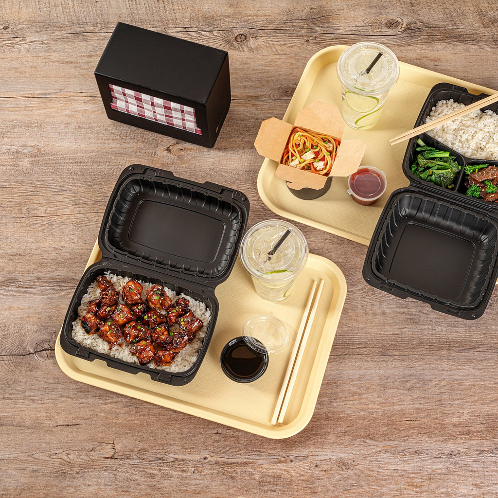 Chef 101 Rectangle Beige Plastic Fast Food Tray - 12" x 16" - 1 count box